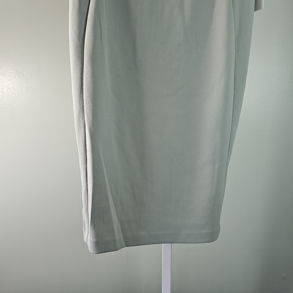 Calvin Klein Crew Neck Short Tulip Sleeve Solid Sheath Stretch Dress Sage Green - Picture 8 of 12